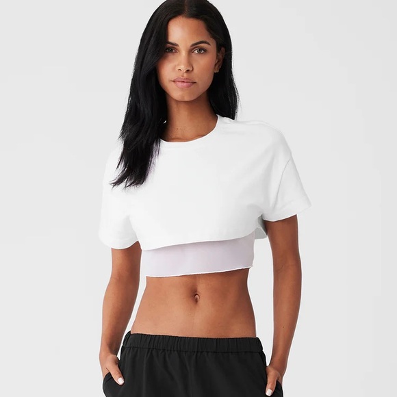 ALO Yoga Tops - New White Crop Alo Yoga Tee